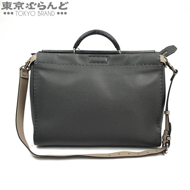 FENDI☆フェンディ　ピーカブー グレー レザービジネスバッグ FENDI（フェンディ） ピーカブー フィット ブランドオフ レザー