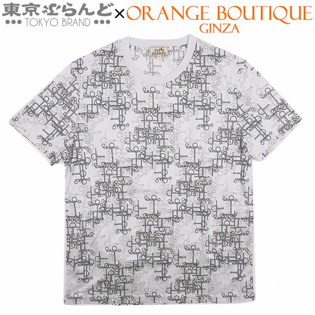 ◇HERMES ホースビット 刺繍Tシャツ メンズ S HERMES（エルメス） ホースビット柄 Tシャツ ライトグレー コットン XL