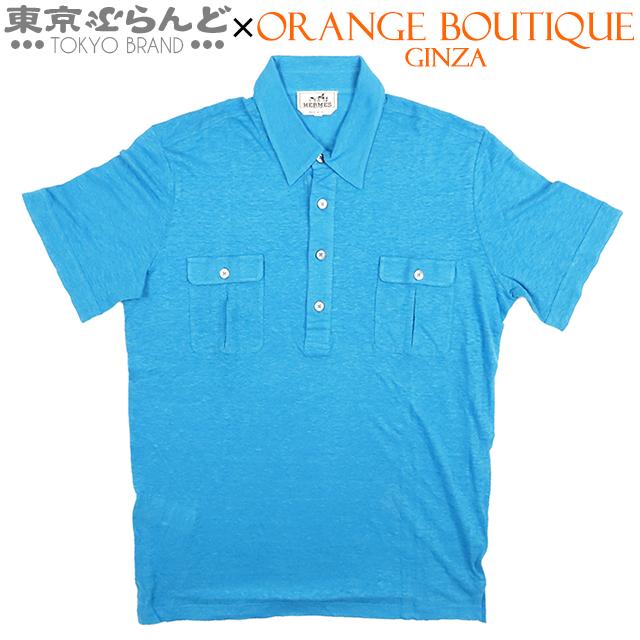 エルメス　ライトブルー　ポロシャツ　Hロゴ エルメス ライトブルー ポロシャツ Hロゴ エルメス ライトブルー