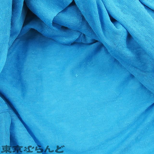HERMES（エルメス） ポロシャツ ライトブルー リネン ダブルフラップ
