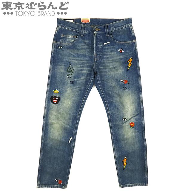 GUCCI グッチ シンボルズ テーパード デニムパンツ 408637-XD836 GUCCI グッチ シンボルズ テーパード デニムパンツ 408637-XD836