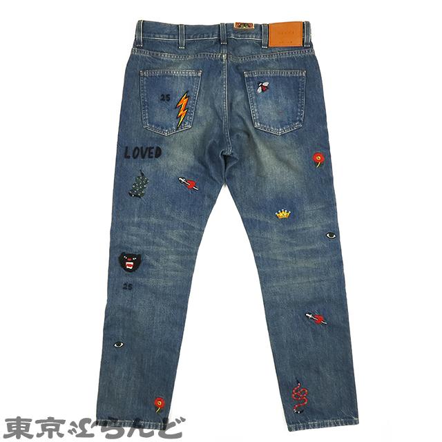 GUCCI グッチ シンボルズ テーパード デニムパンツ 408637-XD836 GUCCI グッチ シンボルズ テーパード デニムパンツ 408637-XD836