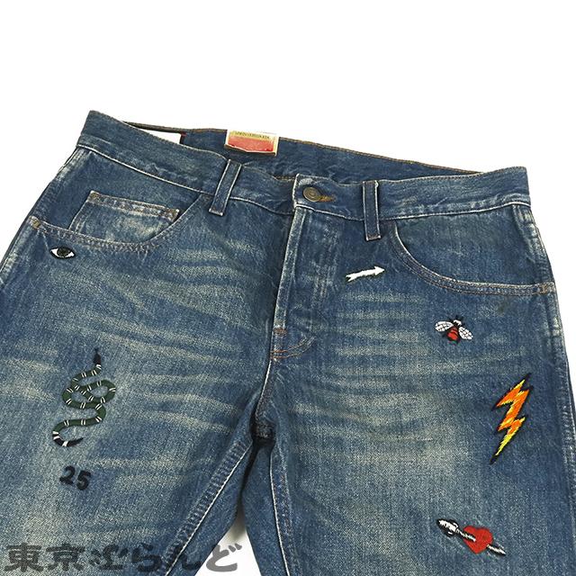 GUCCI グッチ シンボルズ テーパード デニムパンツ 408637-XD836 GUCCI グッチ シンボルズ テーパード デニムパンツ 408637-XD836
