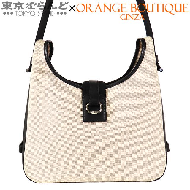 HERMES（エルメス） サコ □J刻印 ナチュラルxブラック トワルアッシュ