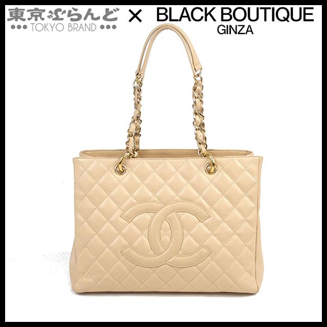 シャネル CHANEL 復刻チェーントート ベージュ ゴールド金具 キャビア  