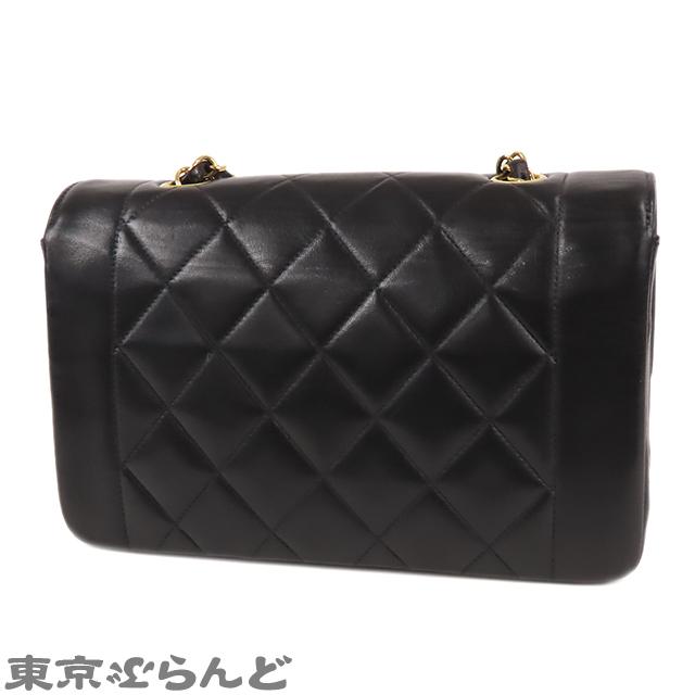 シャネル CHANEL チェーンショルダーバッグ ブラック ゴールド金具 ラムスキン ダイアナフラップ ショルダーバッグ レディース 101698617｜tokyobrand｜02