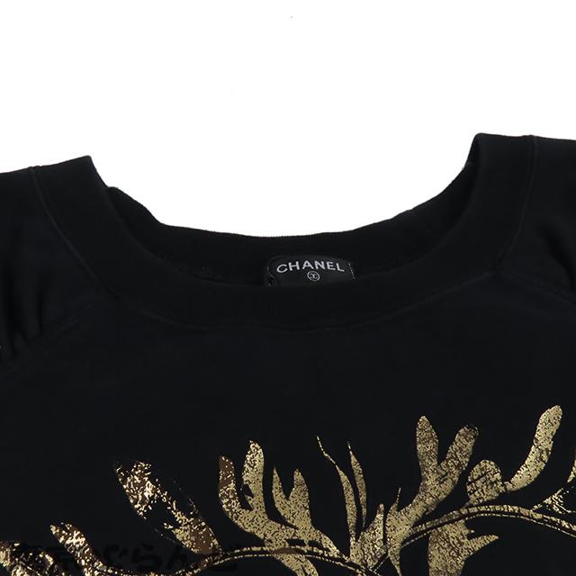 シャネル CHANEL スウェット Tシャツ ブラック ゴールド XL サイズ CHANEL（シャネル） スウェット Tシャツ P57840K07626 ブラックx
