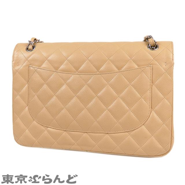 シャネル CHANEL Wフラップ Wチェーン ショルダーバッグ ベージュ シルバー金具 キャビアスキン マトラッセ ココマーク ショルダーバッグ レディース 101702567｜tokyobrand｜02