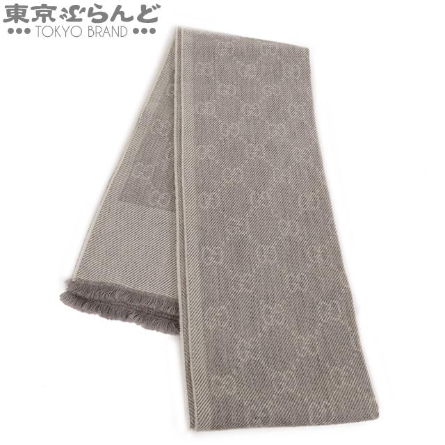 GUCCI（グッチ） グレー ウール GG柄 マフラー ユニセックス 冬物