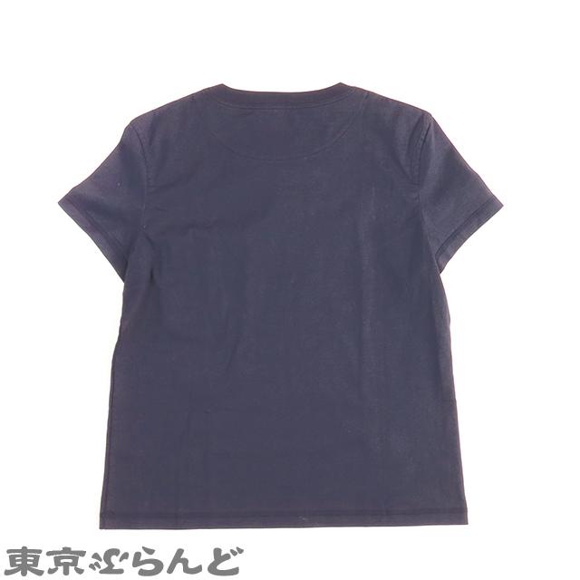 HERMES エルメス Tシャツ 3E4620DL ネイビー コットン Hロゴ刺繍 HERMES エルメス Tシャツ 3E4620DL ネイビー コットン Hロゴ刺繍