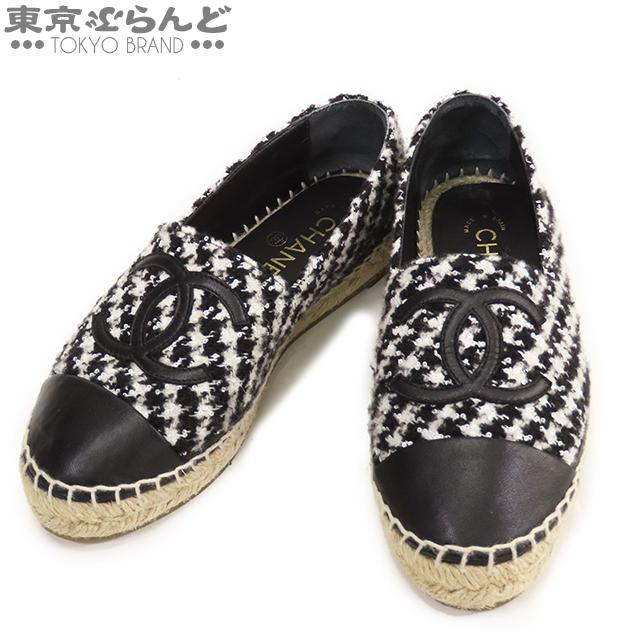 CHANEL シャネル エスパドリーユ G29762 ブラック ホワイト ツイード 