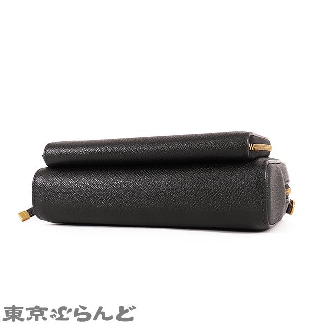 ディオール Dior ショルダーバッグ/クラッチバッグ/ポーチ カロ ダブルポーチ S7431UBAE ブラック ペブルドレザー ゴールド金具 【中古】 ディオール Dior カロ ダブルポーチ S7431UBAE ショルダーバッグ
