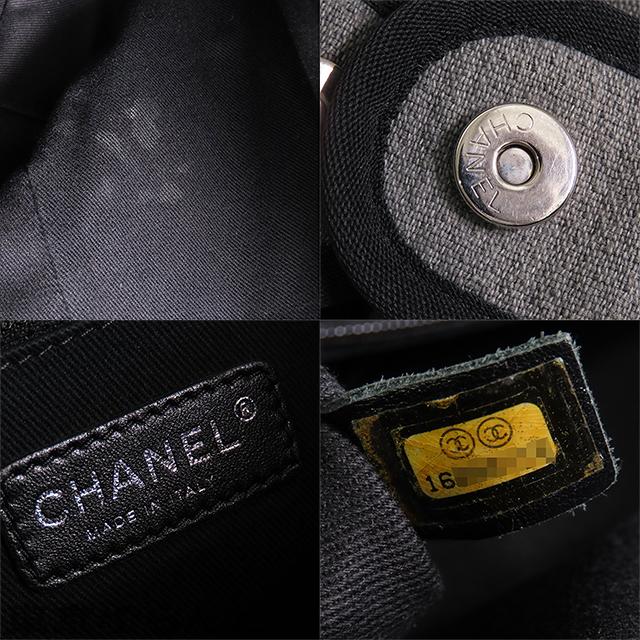 CHANEL（シャネル） ドーヴィル MM グレーxブラック キャンバス レザー