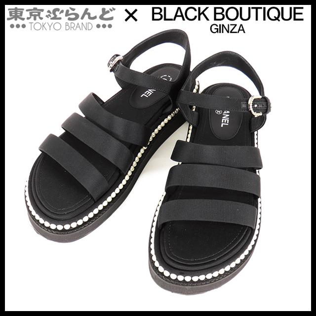 CHANEL（シャネル） ベルトサンダル 厚底 ブラックxホワイト