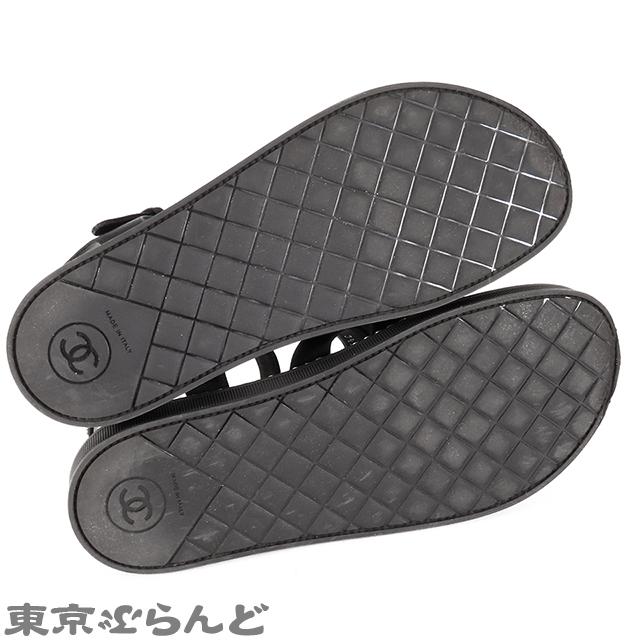 CHANEL（シャネル） ベルトサンダル 厚底 ブラックxホワイト
