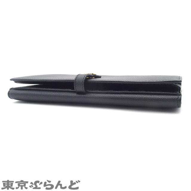 CHANEL（シャネル） ボタンライン Wホック長財布 ブラック レザー 長