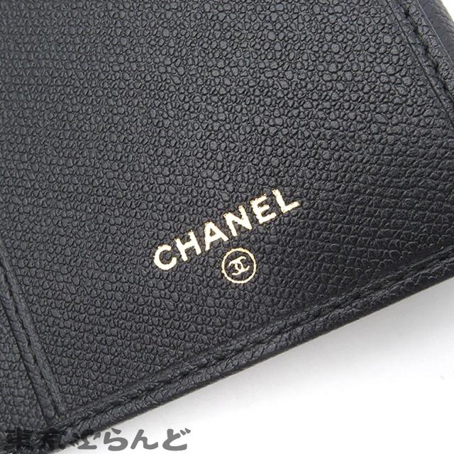 CHANEL（シャネル） ボタンライン Wホック長財布 ブラック レザー 長