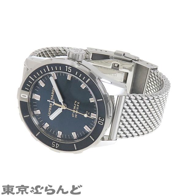 ユリスナルダン Ulysse Nardin ダイバー 42mm 8163-175/93 ネイビー SS ミラネーゼメッシュブレス 箱・保証書付き 腕時計 メンズ 自動巻 101713433｜tokyobrand｜02