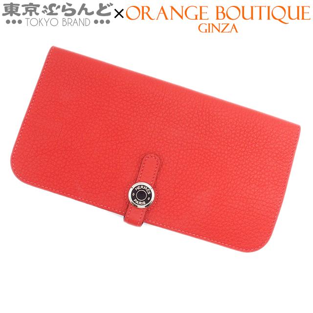 美品 ✴︎ エルメス ✴︎ ドゴン✴︎ □Q刻印 HERMES（エルメス） ドゴン ロング □Q刻印 ヴァーミリオン シルバー