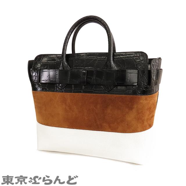 バーバリー BURBERRY ベルトバッグ ブラックxブラウン レザー スウェード 2WAY ハンドバッグ トートバッグ ショルダーバッグ レディース 101717249｜tokyobrand｜02