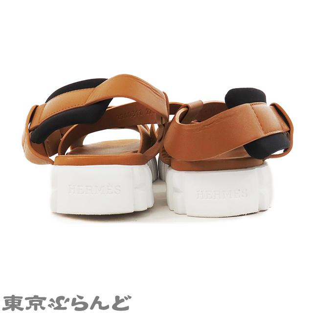 HERMES（エルメス） エベレスト ブラウン レザー ストラップサンダル