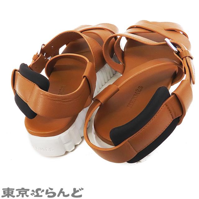 HERMES エベレスト レザー ストラップサンダル ブラウン 36 23㎝ HERMES（エルメス） エベレスト ブラウン レザー ストラップサンダル