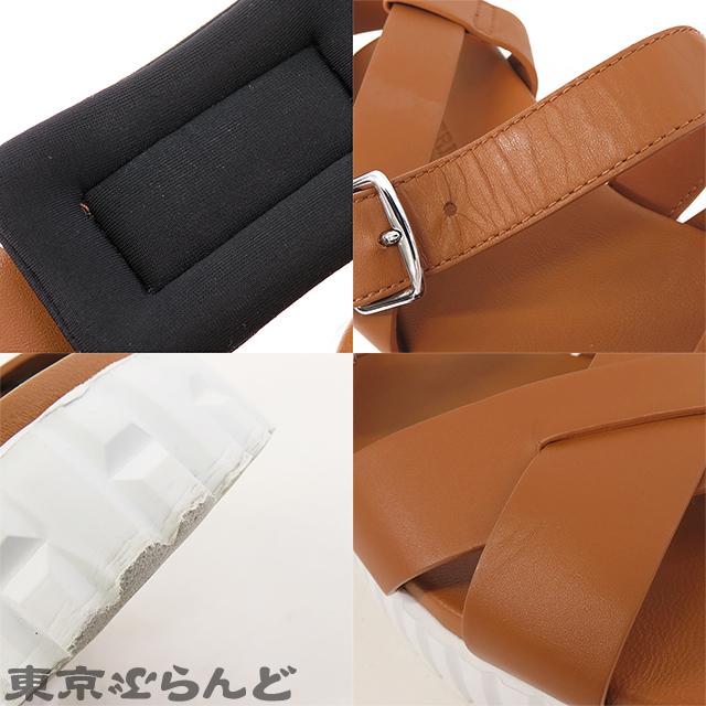 HERMES（エルメス） エベレスト ブラウン レザー ストラップサンダル