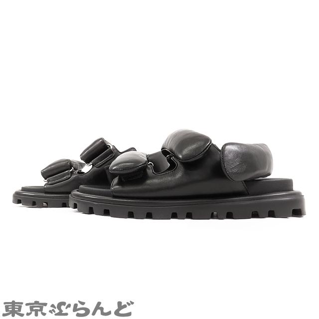 ミュウ Miu パデッドナッパレザーサンダル ブラック レザー 36.5 ミュウ Miu パデッドナッパレザーサンダル ブラック レザー 36.5