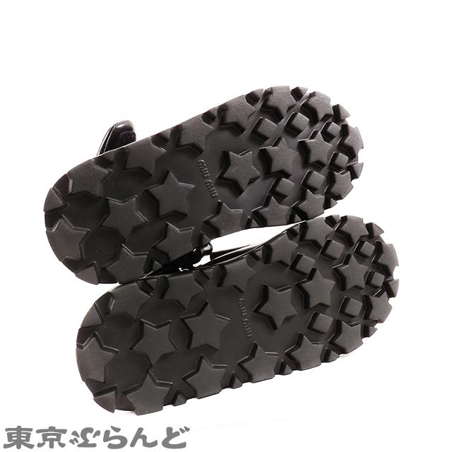 ミュウ Miu パデッドナッパレザーサンダル ブラック レザー 36.5 ミュウ Miu パデッドナッパレザーサンダル ブラック レザー 36.5
