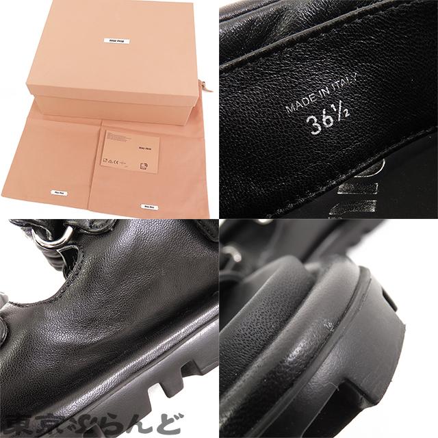 ミュウ Miu パデッドナッパレザーサンダル ブラック レザー 36.5 ミュウ Miu パデッドナッパレザーサンダル ブラック レザー 36.5