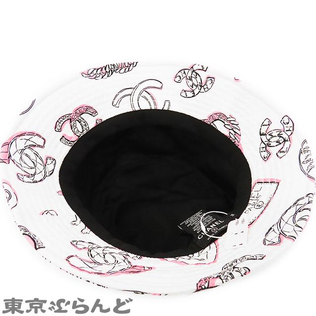 CHANEL（シャネル） バケットハット ホワイト 白xピンク コットン ココ