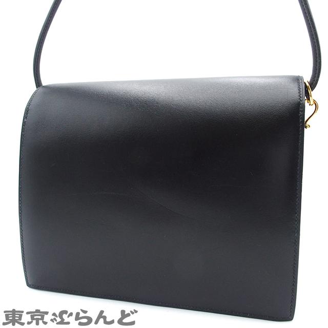 HERMES エルメス セクアナ22 ブラック ゴールド金具 ボックス HERMES エルメス セクアナ22 ブラック ゴールド金具 ボックス