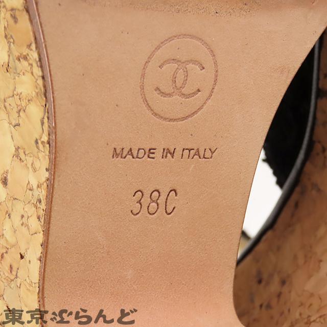 CHANEL シャネル コルク ウェッジソール サンダル ブラックx CHANEL シャネル コルク ウェッジソール サンダル ブラックx