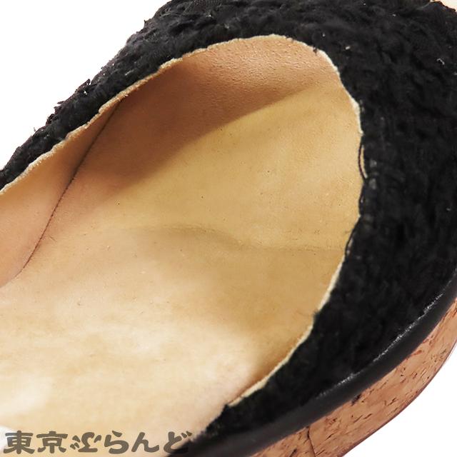 CHANEL シャネル コルク ウェッジソール サンダル ブラックx CHANEL シャネル コルク ウェッジソール サンダル ブラックx