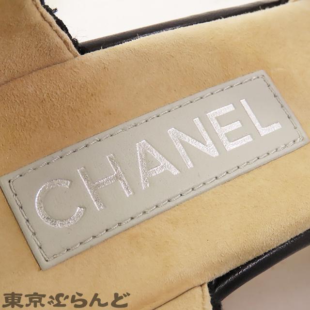 CHANEL シャネル コルク ウェッジソール サンダル ブラックx CHANEL シャネル コルク ウェッジソール サンダル ブラックx