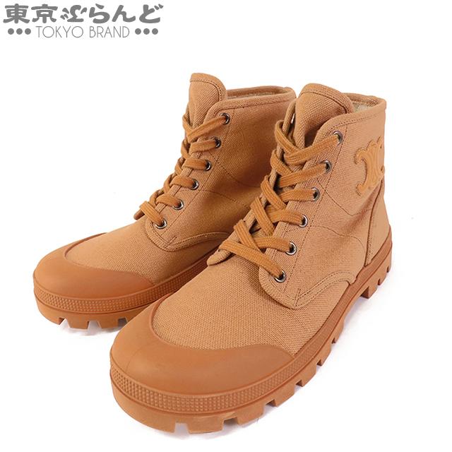 CELINE（セリーヌ） パタパン アンクルブーツ タン キャンバス ラバー