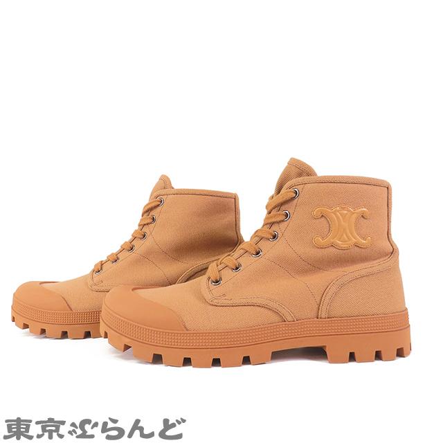 CELINE（セリーヌ） パタパン アンクルブーツ タン キャンバス ラバー