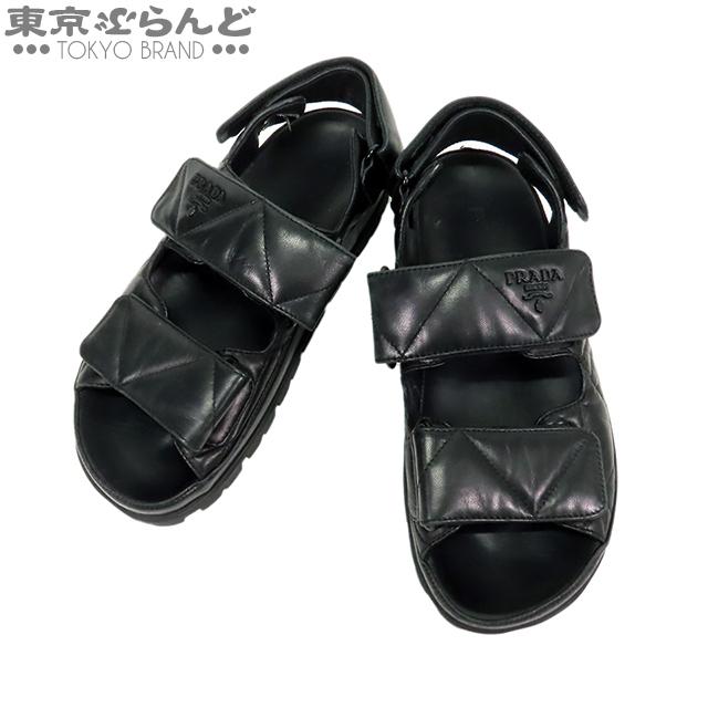 PRADA(プラダ) サンダル 37 レディース - 黒 レザー PRADA プラダ パ
