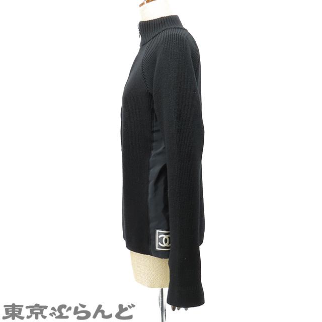 シャネル セーター ニット ココマーク 黒 02A CHANEL シャネル ココマーク ジップアップニット 02A