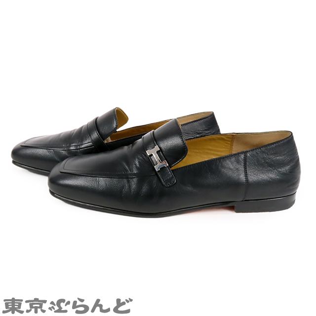 HERMES エルメス モカシン ジョヴァンニ ブラック レザー HERMES エルメス モカシン ジョヴァンニ ブラック レザー