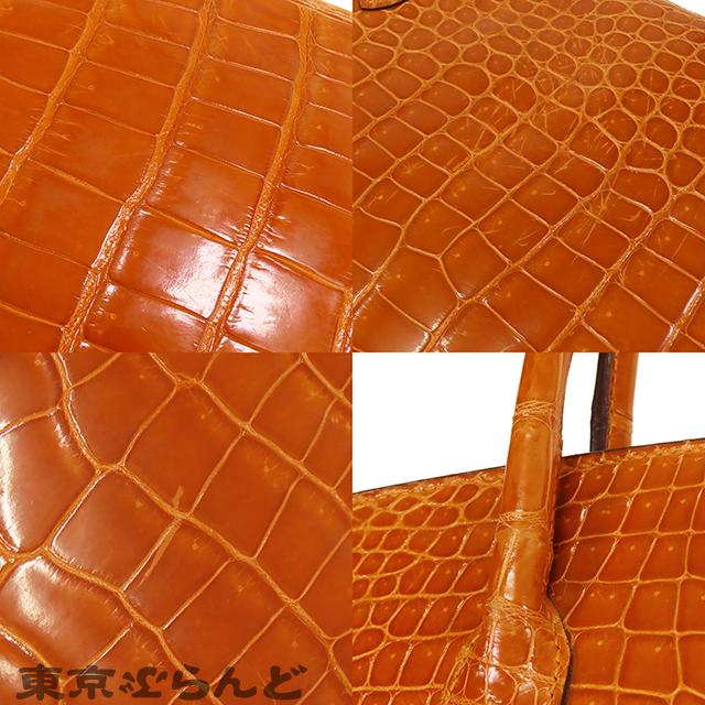 エルメス HERMES バーキン 35 □I刻印 オレンジ シルバー金具 ポロサス クロコダイル ハンドバッグ レディース 101727900｜tokyobrand｜07