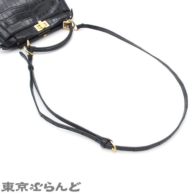 フェンディ ミニピーカブー 8BN244 レザー ブラック ゴールド金具 スモールサイズ ハンドバッグ ショルダーバッグ 2WAY 黒 中古 送料無料 FENDI（フェンディ） ミニピーカーブー 2WAY ハンドバッグ 8BN244
