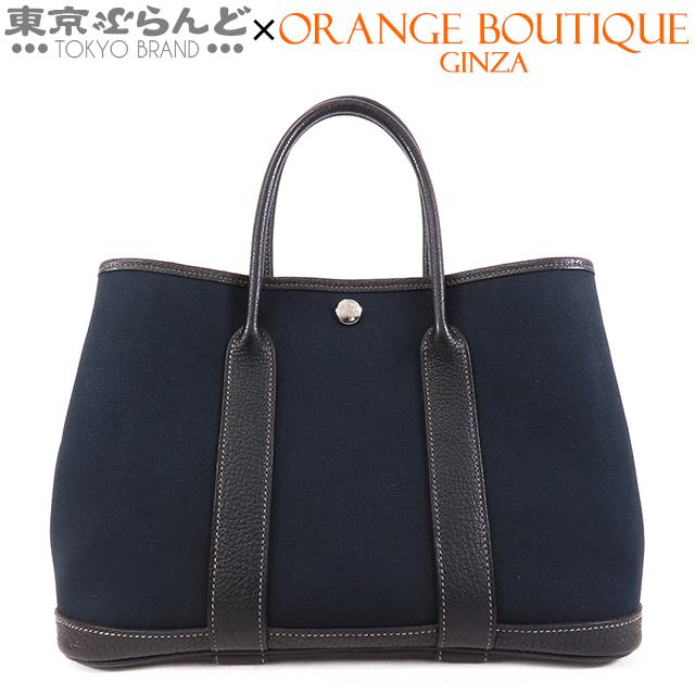 エルメス HERMES ガーデンパーティ TPM □O刻印 ネイビーxブラック  