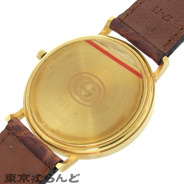 GUCCI グッチ ラウンド 金無垢ケース 700M ホワイトxゴールド GUCCI グッチ ラウンド 金無垢ケース 700M ホワイトxゴールド