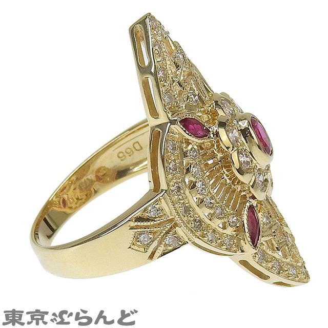 K18ルビーダイヤ指輪 ☆K18 ルビー0.66ct＆ダイヤリング 8号☆