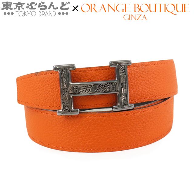 HERMES エルメス コンスタンス リバーシブル ベルト T刻印 オレンジx  
