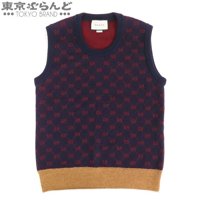 GUCCI ニットベスト GUCCI（グッチ） ニットベスト GG柄 ネイビーxワインレッド ウール