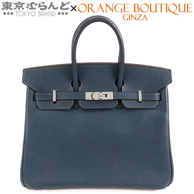 HERMES エルメス バーキン 25 □L刻印 ブルーインディゴ シルバー金具 