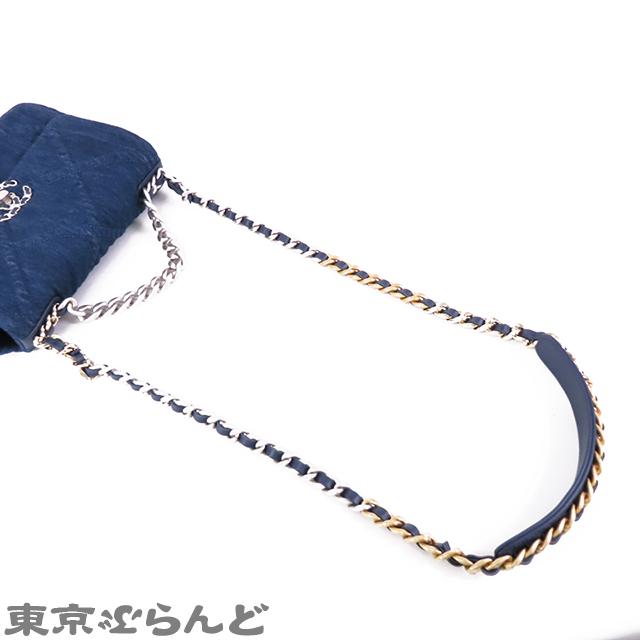 CHANEL シャネル 19 AS1160 ブルー 青 ゴールド/シルバー金具 CHANEL シャネル 19 AS1160 ブルー 青 ゴールド/シルバー金具