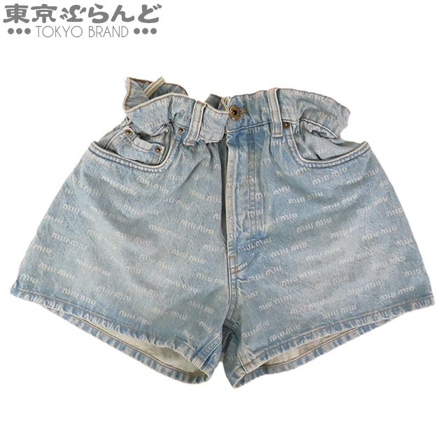 miu ミュウミュウ MIUMIU デニム ショートパンツ ロゴ GWP300 miu ミュウミュウ MIUMIU デニム ショートパンツ ロゴ GWP300